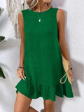 Ruffled Hem Round Neck Sleeveless Dress - Trendsi