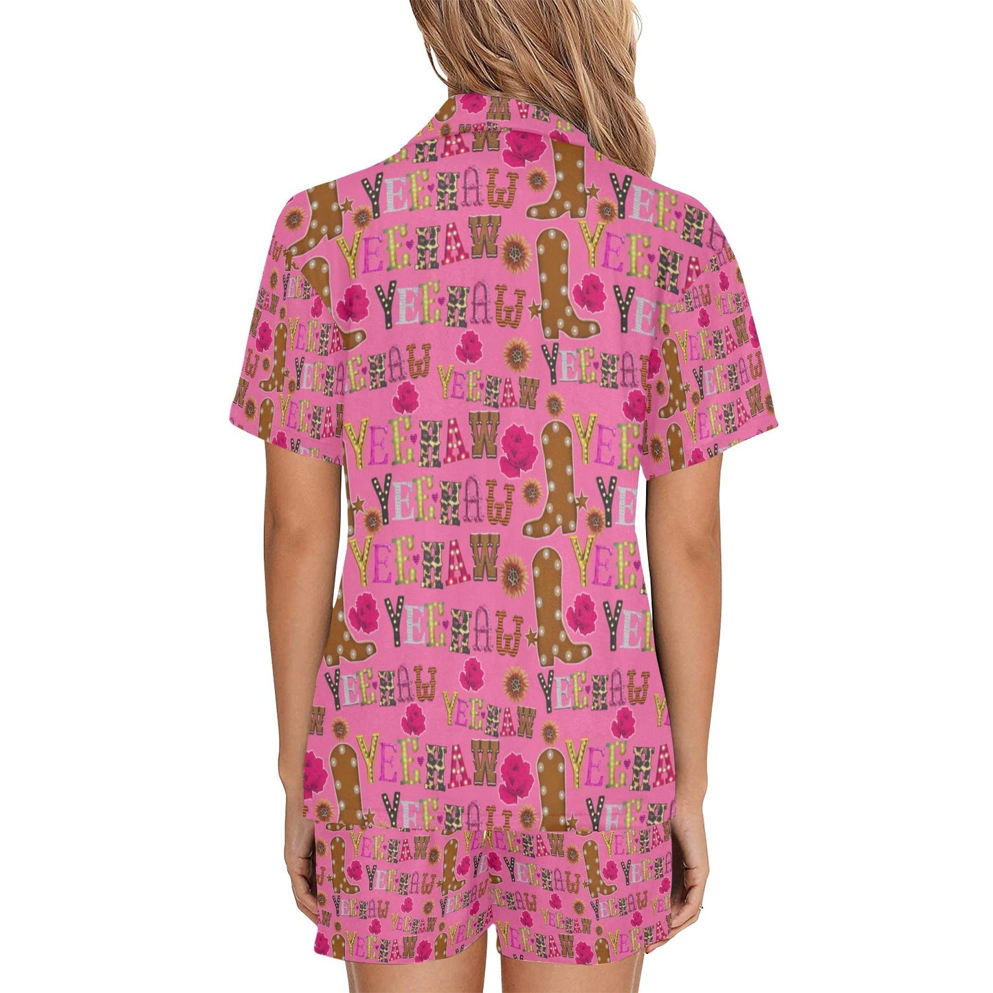 Baha Ranch Pink Yeehaw Women's Western Pajama Set