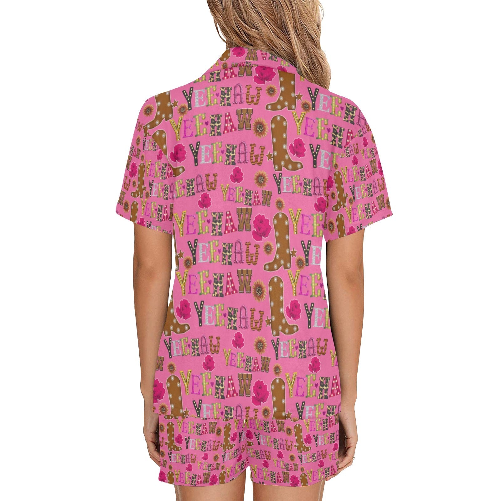 Baha Ranch Pink Yeehaw Women's Western Pajama Set