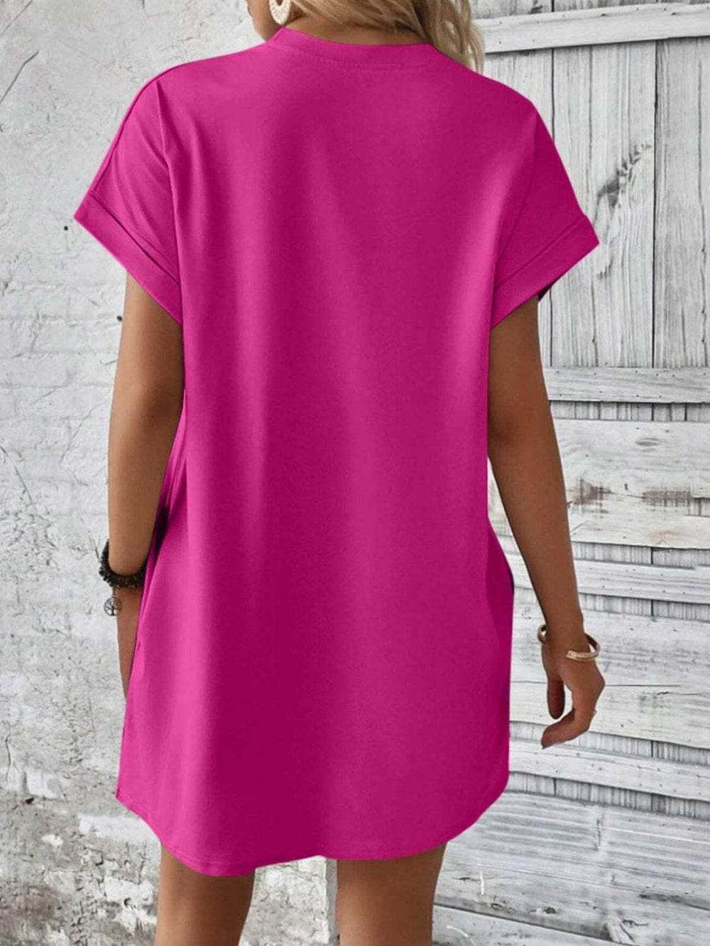 Round Neck Short Sleeve Mini Dress - Trendsi - Flyclothing LLC