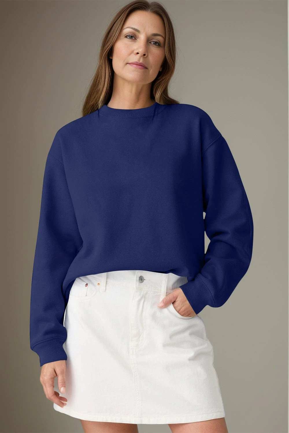 Round Neck Long Sleeve Sweatshirt - Trendsi - Flyclothing LLC
