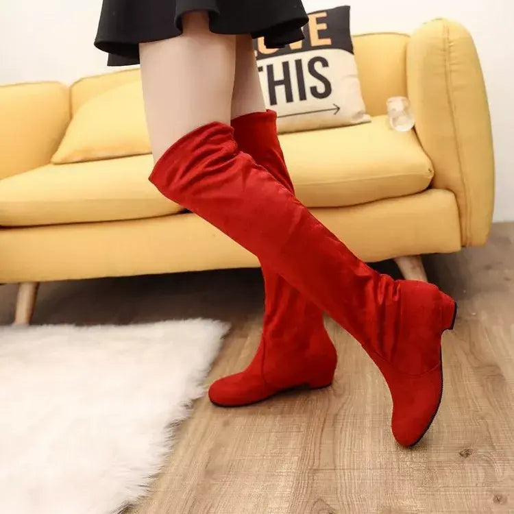 Round Toe Block Heels Boots - Trendsi - Flyclothing LLC
