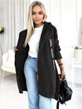 Full Size Zip Up Longline Hooded Outerwear Plus Size - Trendsi - Flyclothing LLC
