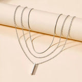 Three Layered Bar Pendant Necklace - Trendsi - Flyclothing LLC
