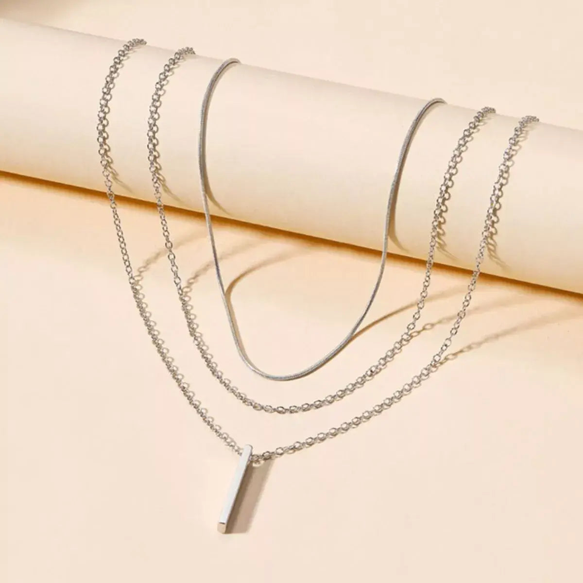 Three Layered Bar Pendant Necklace - Trendsi - Flyclothing LLC