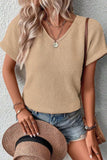 V-Neck Short Sleeve T-Shirt - Trendsi - Flyclothing LLC