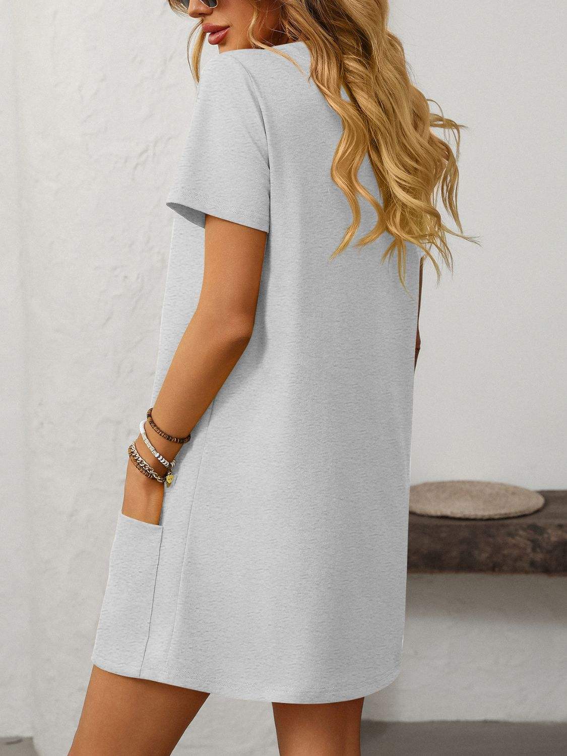 Mandy Square Neck Short Sleeve Mini Dress - Trendsi - Flyclothing LLC