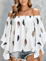 Printed Off Shoulder Blouse - Trendsi - Flyclothing LLC