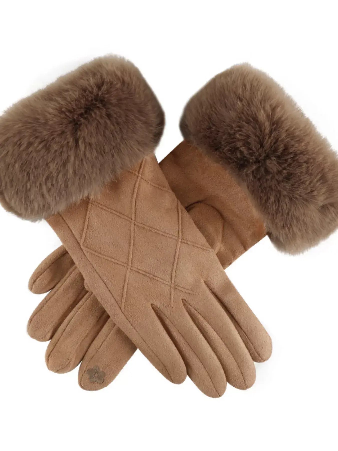 Fur Cuff Suede Gloves - Trendsi - Flyclothing LLC