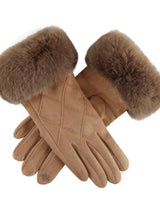 Fur Cuff Suede Gloves - Trendsi - Flyclothing LLC