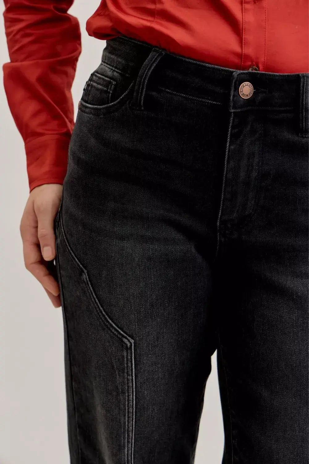 Judy Blue Mid Rise Straight Western Seam Detail Jeans - Trendsi - Flyclothing LLC