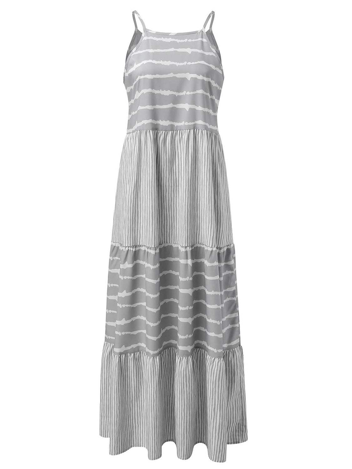 Tiered Striped Sleeveless Cami Dress - Trendsi - Flyclothing LLC