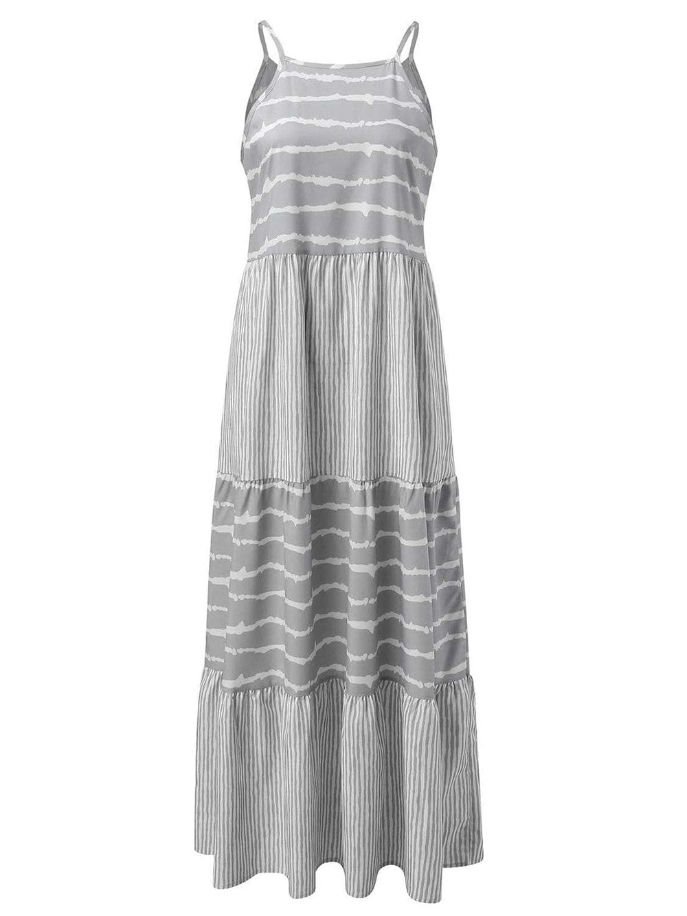 Tiered Striped Sleeveless Cami Dress - Trendsi - Flyclothing LLC