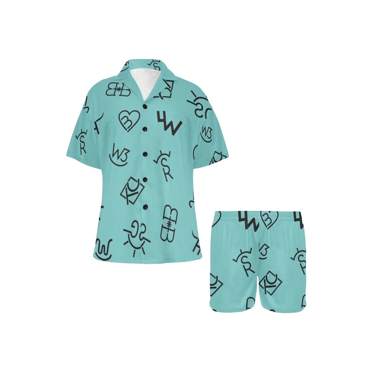 Baha Ranch Turquoise Cattle Brands Women's Western Pajama Set