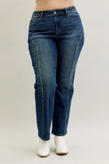 Judy Blue Full Size Seam Detail Straight Leg Jeans Plus Size - Trendsi - Flyclothing LLC