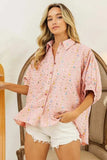 BiBi Sequin Striped Short Dolman Sleeve Blouse - Trendsi - Flyclothing LLC