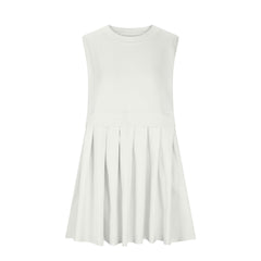 Pleated Round Neck Sleeveless Mini Dress - Trendsi