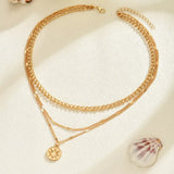 18K Gold-Plated Three Layered Pendant Necklace - Trendsi - Flyclothing LLC