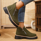Ankle Boots with Zipper Accent - Trendsi - Flyclothing LLC