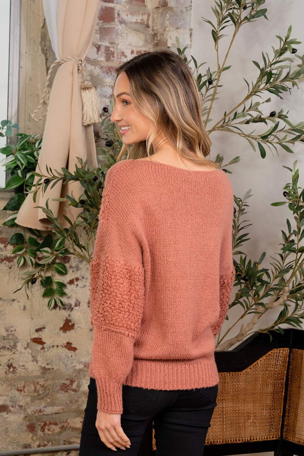 Sew In Love Boat Neck Long Sleeve Sweater - Trendsi - Flyclothing LLC