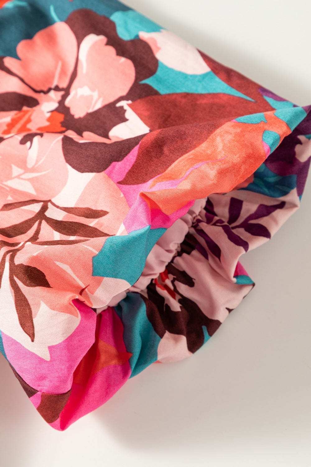 Printed Notched Puff Sleeve Blouse - Trendsi - Flyclothing LLC