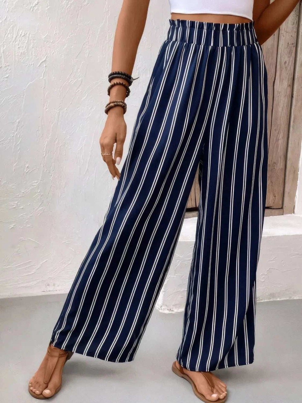 Striped Wide Leg Pants - Trendsi - Flyclothing LLC