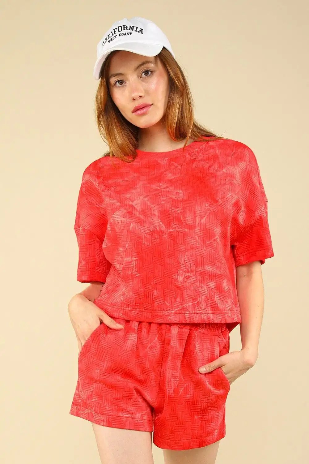 VERY J Quilted Washed Crop Top and Shorts Set - Trendsi