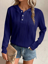 Textured Long Sleeve Hoodie - Trendsi - Flyclothing LLC