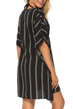 Drawstring Striped V-Neck Cover-Up - Trendsi - Flyclothing LLC
