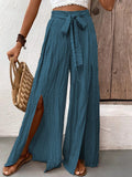 Tied Slit Wide Leg Pants - Trendsi