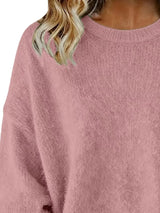 Full Size Round Neck Dropped Shoulder Sweater Plus Size - Trendsi - Flyclothing LLC