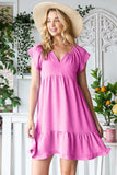 Reborn J Tiered Notched Cap Sleeve Dress - Trendsi - Flyclothing LLC