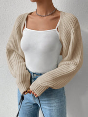 Honey Open Front Long Sleeve Cropped Cardigan - Trendsi