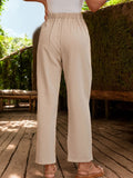 Ruched Half Elastic Waist Pants - Trendsi
