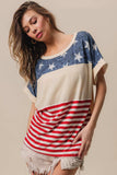 BiBi American Flag Theme Short Sleeve T-Shirt - Trendsi - Flyclothing LLC