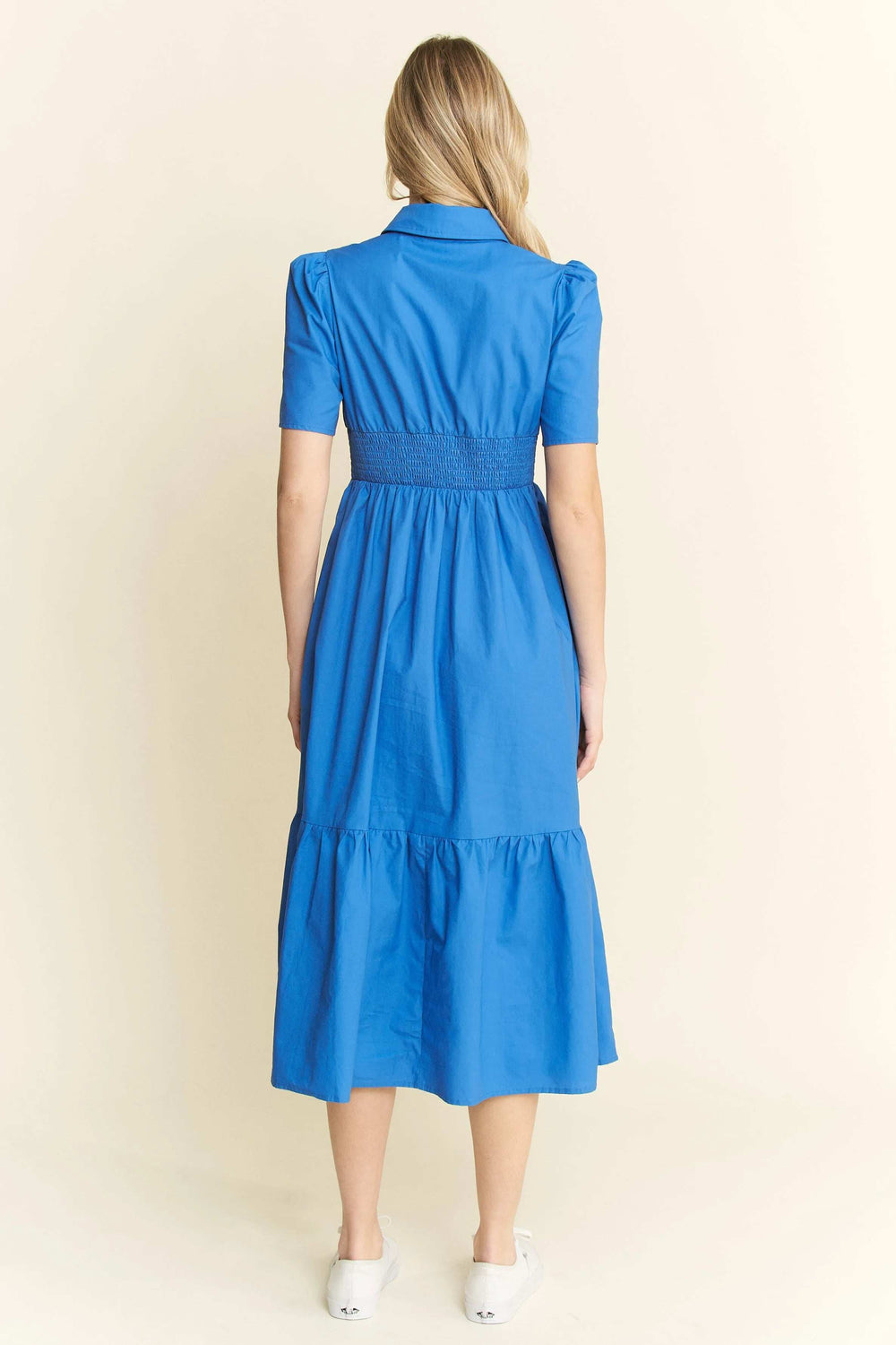 Jade By Jane Short Sleeve Button Down Midi Dress - Trendsi - Flyclothing LLC