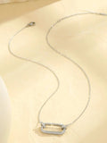 Stainless Steel Zircon Rectangle Pendant Necklace - Trendsi - Flyclothing LLC