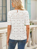 Openwork Round Neck Short Sleeve Top - Trendsi - Flyclothing LLC