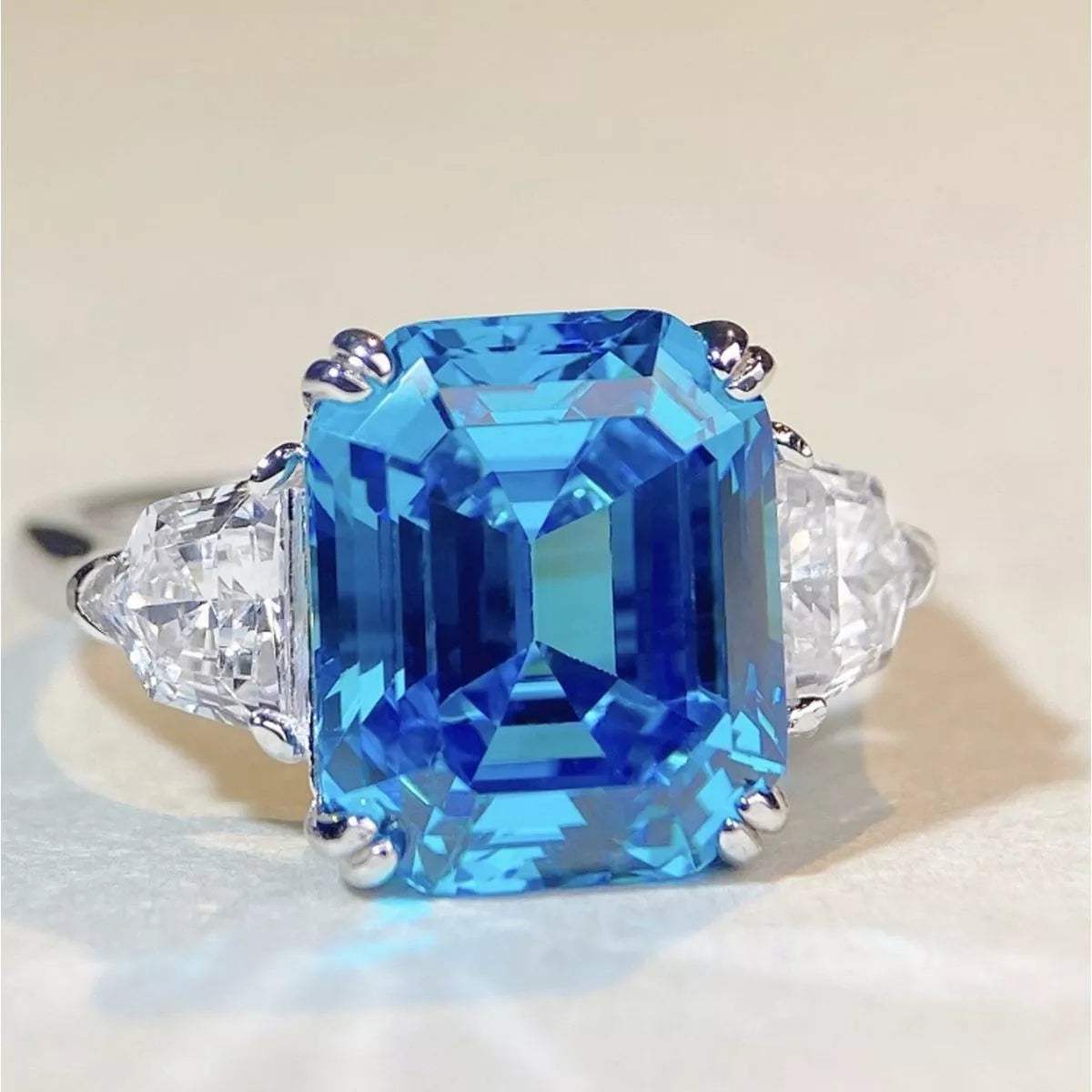925 Sterling Silver Zircon Square Ring - Trendsi - Flyclothing LLC