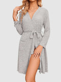 Tied Solid Lounge Nightgown with Pockets - Trendsi - Flyclothing LLC