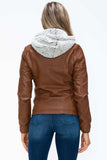 YMI Removable Faux Layered Multi-Pocket Jacket with Fuzzy Hood - Trendsi - Flyclothing LLC