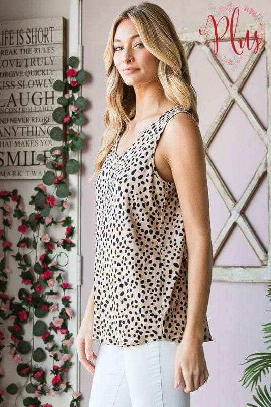 Heimish Full Size Front Button Animal Print Sleeveless Top Plus Size - Trendsi - Flyclothing LLC