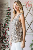 Heimish Full Size Front Button Animal Print Sleeveless Top Plus Size - Trendsi - Flyclothing LLC