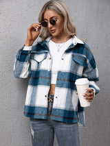 Ivy Lane Plaid Long Sleeve Shirt Jacket - Trendsi - Flyclothing LLC
