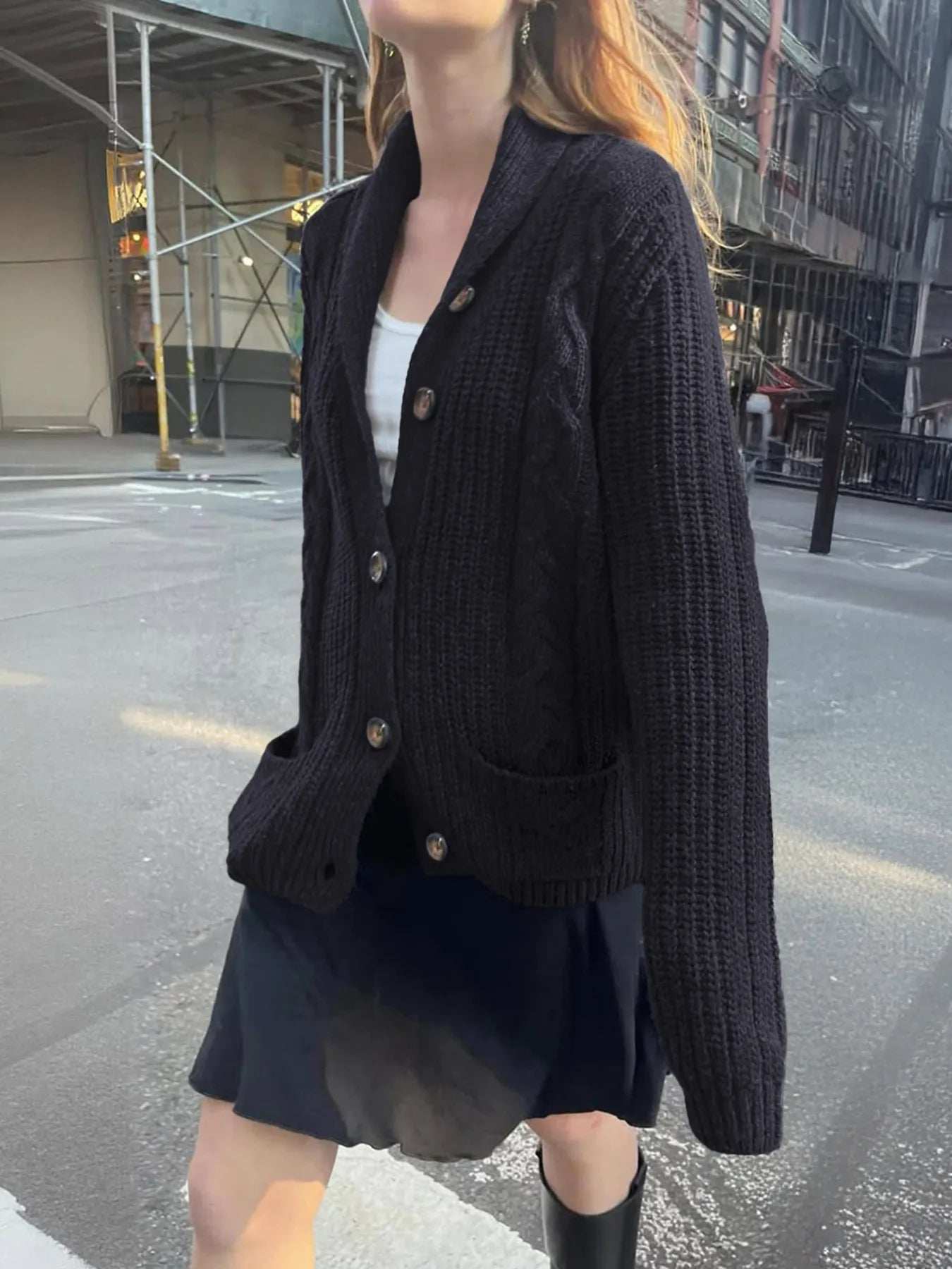Cable Knit Button Up Cardigan - Trendsi - Flyclothing LLC