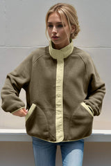Double Take Snap Down Raglan Sleeve Jacket with Pockets - Trendsi - Flyclothing LLC