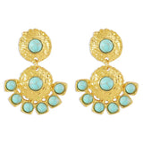 18K Gold-Plated Turquoise Dangle Earrings - Trendsi - Flyclothing LLC
