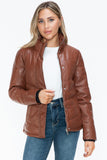 Snobbish Pocketed Zip Up Turtleneck Puffer Jacket - Trendsi