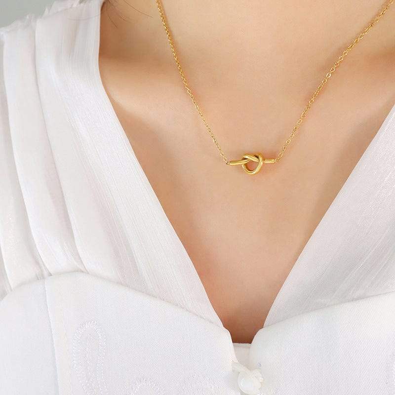 18K Gold-Plated Titanium Steel Knot Necklace - Trendsi - Flyclothing LLC