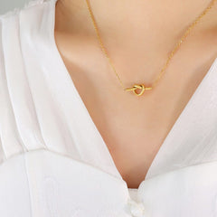 18K Gold-Plated Titanium Steel Knot Necklace - Trendsi